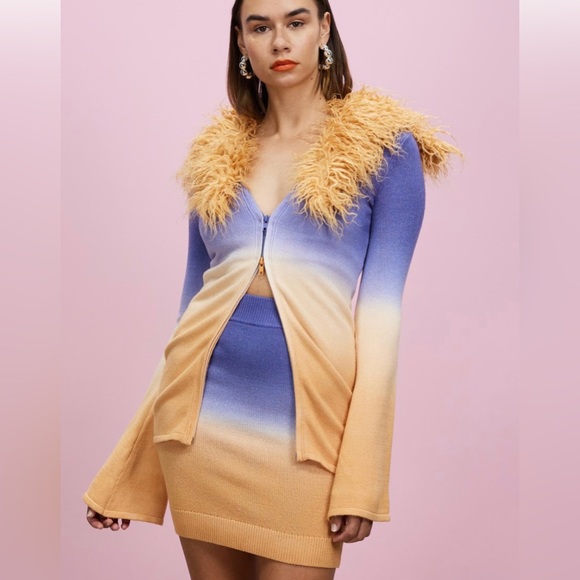 House of Sunny Dresses & Skirts - House of Sunny 2 PC Knit Desert Rose Skirt and Zip Cardigan Faux Fur sz 2/4